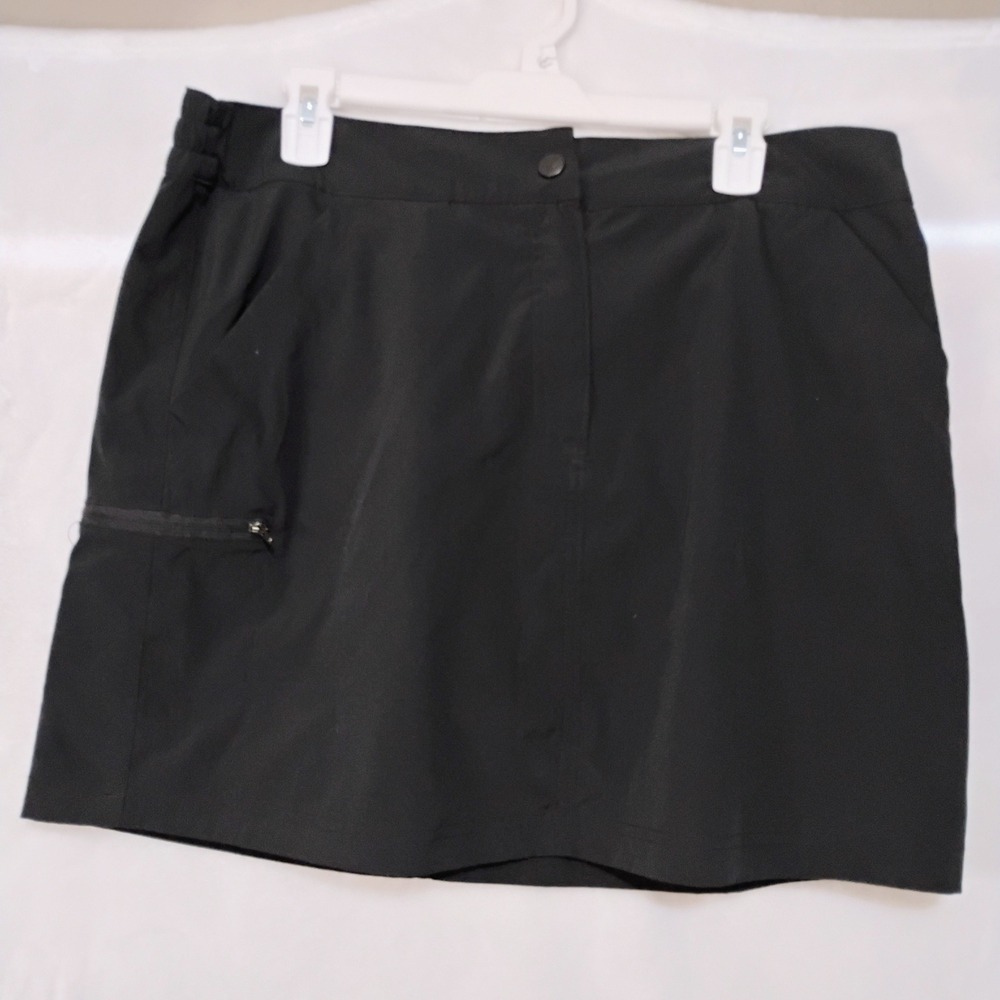 32 Degrees Cool Womens Large Black Athletic Golf Tennis Skort Zipper Pocket V